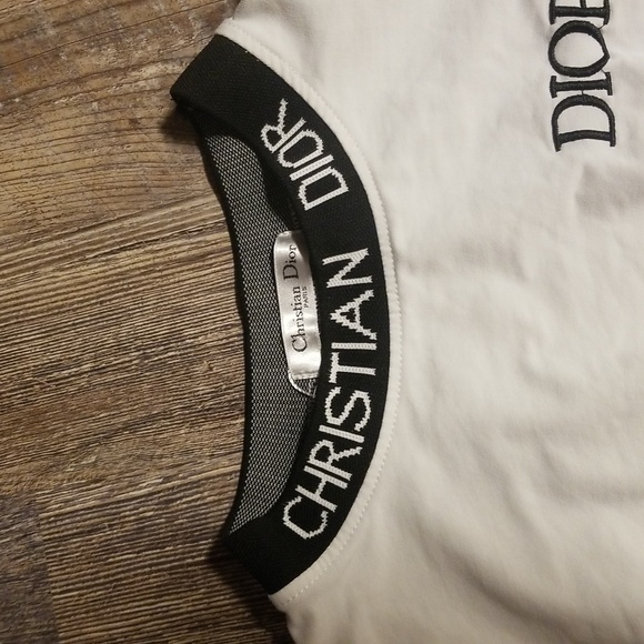Christian Dior Cropped top White Blue Logo on Neck and at Bottom of shirt - Picture 5 of 14